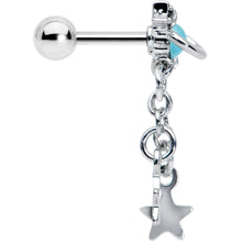 Load image into Gallery viewer, 16G 1/4 Clear Blue Gem Saturn Planet Star Dangle Cartilage Tragus
