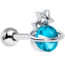 Load image into Gallery viewer, 16G 1/4 Clear Blue Gem Saturn Star Cartilage Tragus Earring
