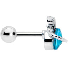 Load image into Gallery viewer, 16G 1/4 Clear Blue Gem Saturn Star Cartilage Tragus Earring
