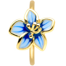 Load image into Gallery viewer, 20G 5/16 Gold Tone White Blue Flower Nose Hoop
