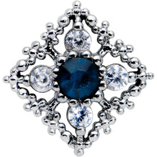 Load image into Gallery viewer, 16G 1/4 Clear Blue Gem Textured Rhombus Cross Cartilage Tragus
