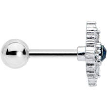 Load image into Gallery viewer, 16G 1/4 Clear Blue Gem Textured Rhombus Cross Cartilage Tragus
