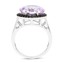Load image into Gallery viewer, 5.50 Carat Genuine Pink Amethyst &amp; Black Spinel .925 Sterling Silver Ring
