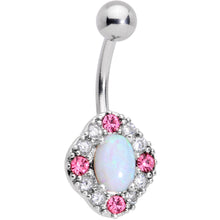 Load image into Gallery viewer, White Synthetic Opal Glam Oval Belly Ring
