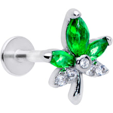 Load image into Gallery viewer, 16G 5/16 Clear Green Gem Pot Leaf Labret Monroe Tragus
