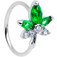 Load image into Gallery viewer, 20G 5/16 Clear Green Gem Pot Leaf Nose Hoop
