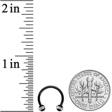 Load image into Gallery viewer, 16G 3/8 Clear Gem Black Banded Horseshoe Circular Barbell
