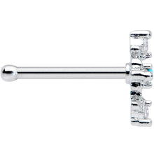 Load image into Gallery viewer, 20G 5/16 Clear Blue Gem Renaissance Cross Nose Bone
