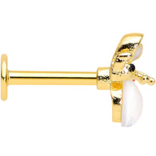 Load image into Gallery viewer, 16G 5/16 White Faux Opal Gold Tone Insect Labret Monroe Tragus

