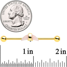 Load image into Gallery viewer, 14G Pink Gem Gold Tone Crescent Industrial Barbell 38mm

