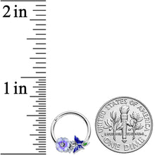 Load image into Gallery viewer, 16G 3/8 Clear CZ Gem Flower Blue Butterfly Hinged Segment Ring

