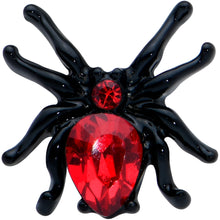 Load image into Gallery viewer, 20G 1/4 Red Gem Black Halloween Spider Nose Bone
