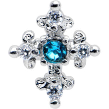 Load image into Gallery viewer, 16G 1/4 Clear Blue Gem Renaissance Cross Cartilage Tragus Earring

