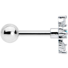 Load image into Gallery viewer, 16G 1/4 Clear Blue Gem Renaissance Cross Cartilage Tragus Earring

