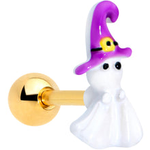 Load image into Gallery viewer, 16G 1/4 Gold Tone Ghost Witch Halloween Cartilage Tragus Earring
