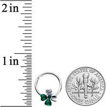 Load image into Gallery viewer, 16G 3/8 Clear Green Gem Shamrock St Patricks Hinged Segment Ring
