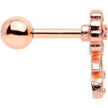 Load image into Gallery viewer, 16G 1/4 Pink Gem Rose Gold Tone Heart Flower Cartilage Tragus
