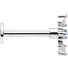 Load image into Gallery viewer, 16G 5/16 Clear Blue Gem Renaissance Cross Labret Monroe Tragus
