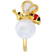 Load image into Gallery viewer, 20G 5/16 White Faux Opal Gold Tone Insect Nose Hoop
