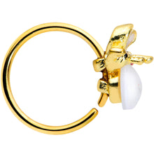 Load image into Gallery viewer, 20G 5/16 White Faux Opal Gold Tone Insect Nose Hoop
