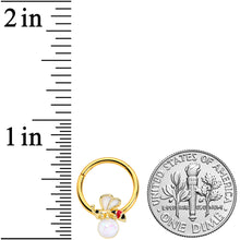 Load image into Gallery viewer, 16G 3/8 White Faux Opal Gold Tone Insect Hinged Segment Ring
