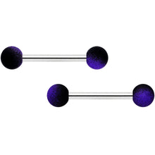Load image into Gallery viewer, 14G 9/16 Purple Black Ombre Soft Finish Barbell Nipple Ring Set

