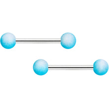Load image into Gallery viewer, 14G 9/16 Blue White Ombre Soft Finish Barbell Nipple Ring Set
