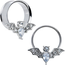 Load image into Gallery viewer, Clear Gem Bat Halloween Double Flare Tunnel Plug Set
