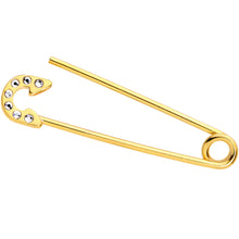 Load image into Gallery viewer, 14G Clear Gem Gold Tone Punk Safety Pin Industrial Barbell 38mm
