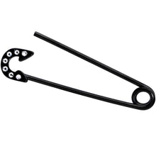 Load image into Gallery viewer, 14G Clear Gem Black Punk Rock Safety Pin Industrial Barbell 38mm
