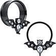 Load image into Gallery viewer, Clear Gem Black Bat Halloween Double Flare Tunnel Plug Set
