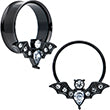 Load image into Gallery viewer, Clear Gem Black Bat Halloween Double Flare Tunnel Plug Set
