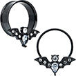 Load image into Gallery viewer, Clear Gem Black Bat Halloween Double Flare Tunnel Plug Set

