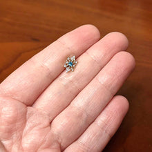 Load image into Gallery viewer, 16G 1/4 Clear Blue Gem Gold Tone Royal Heart Labret Monroe Tragus
