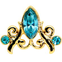 Load image into Gallery viewer, 16G 5/16 Blue Gem Gold Tone Elegant Diadem Labret Monroe Tragus
