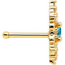 Load image into Gallery viewer, 20G 1/4 Clear Blue Gem Gold Tone Royal Heart Nose Bone
