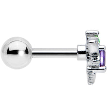 Load image into Gallery viewer, 16G 1/4 Green Purple Gem Dragonfly Cartilage Tragus Earring
