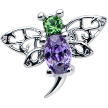 Load image into Gallery viewer, 16G 5/16 Purple Green Gem Dragonfly Labret Monroe Tragus
