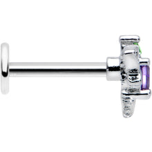 Load image into Gallery viewer, 16G 5/16 Purple Green Gem Dragonfly Labret Monroe Tragus
