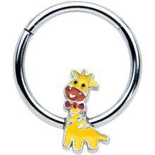 Load image into Gallery viewer, 16G 3/8 Bow Tie Yellow Red Giraffe Hinged Segment Ring
