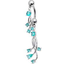 Load image into Gallery viewer, Blue Gem Spray Double Mount Belly Ring
