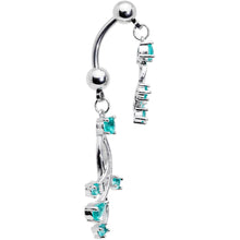Load image into Gallery viewer, Blue Gem Spray Double Mount Belly Ring

