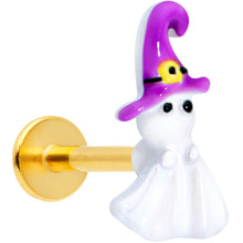 Load image into Gallery viewer, 16G 5/16 Gold Tone Ghost Witch Halloween Labret Monroe Tragus
