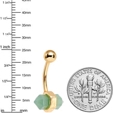 Load image into Gallery viewer, Gold Tone Green Gem Groovy Stone Hippie Navel Ring
