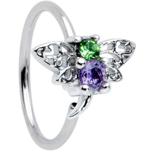 Load image into Gallery viewer, 20G 5/16 Green Purple Gem Dragonfly Nose Hoop
