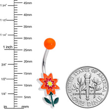 Load image into Gallery viewer, Red Orange Fanciful Flower Belly Ring
