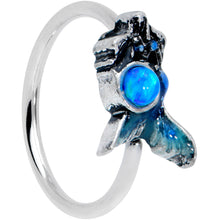 Load image into Gallery viewer, 20G 5/16 Blue Synthetic Opal Blue Tail Mermaid Nose Hoop
