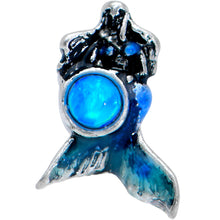 Load image into Gallery viewer, 20G 5/16 Blue Synthetic Opal Blue Tail Mermaid Nose Hoop
