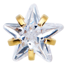 Load image into Gallery viewer, Clear CZ Gem Gold Tone Star Top Barbell Tongue Ring

