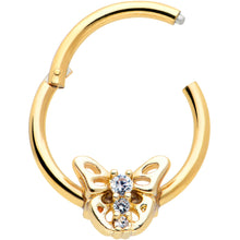 Load image into Gallery viewer, 16G 3/8 Clear CZ Gem Gold Tone Open Butterfly Hinged Segment Ring
